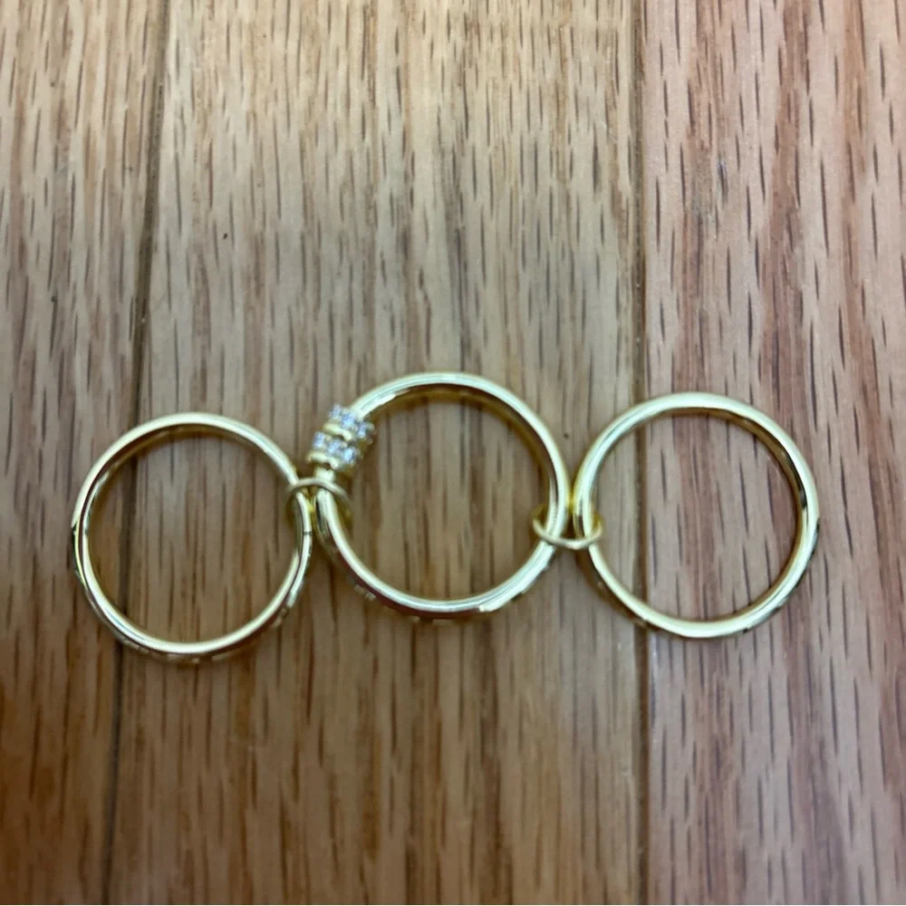 Gold Stackable 3 Rings with‎ Sparkle - size 13
